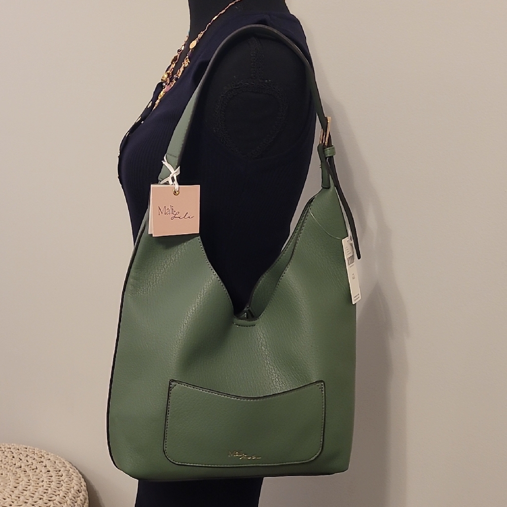 Green  Vegan Leather Shoulder Bag
